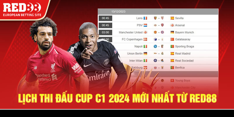Lịch thi đấu cup C1 2024 mới nhất từ Red88